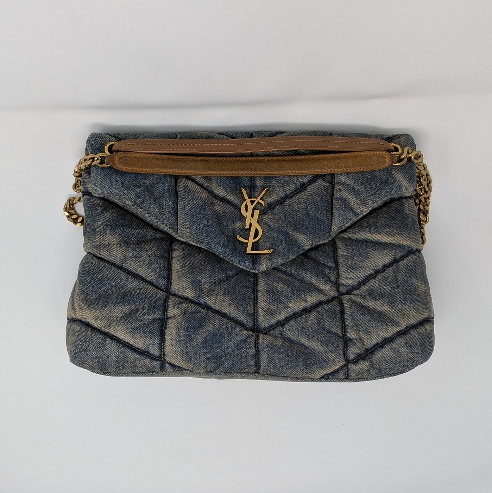 Authentic YSL Saint Laurent Medium Loulou - Blue Denim Matelassé
